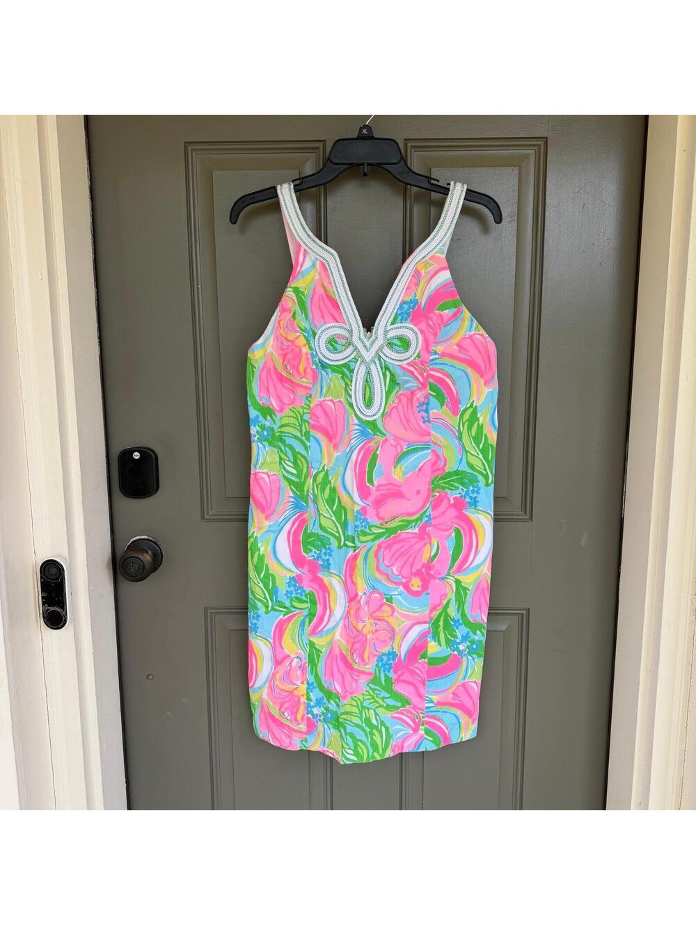 Lilly Pulitzer Tessa Shift Dress Multi So A Peeling Pink Green Size 12